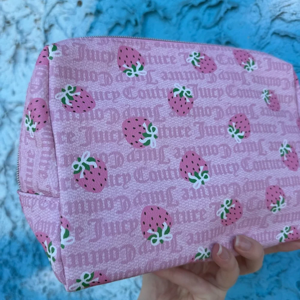 Juicy Couture Pink Strawberry Makeup Bag Y2K Cosmetic Pouch NWT